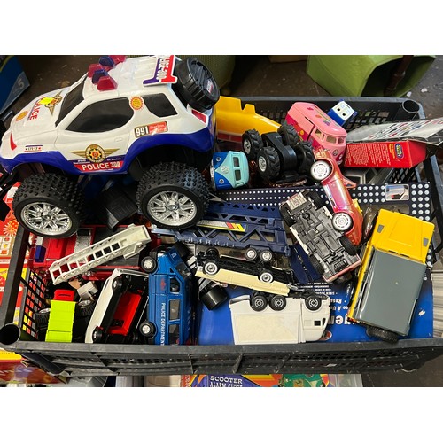 447 - Several boxes of assorted vintage to later die cast vehicles in various conditions of playworn