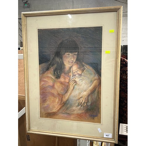 467 - Dorothy E. Bruce framed pastel entitled 'By Candlelight' approx. 18.5