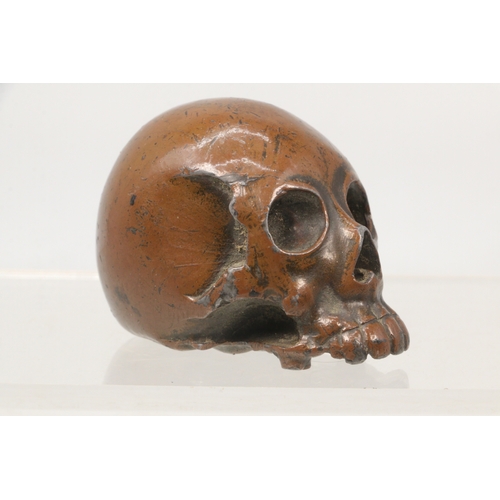 13 - Chinese bronze skull, signed