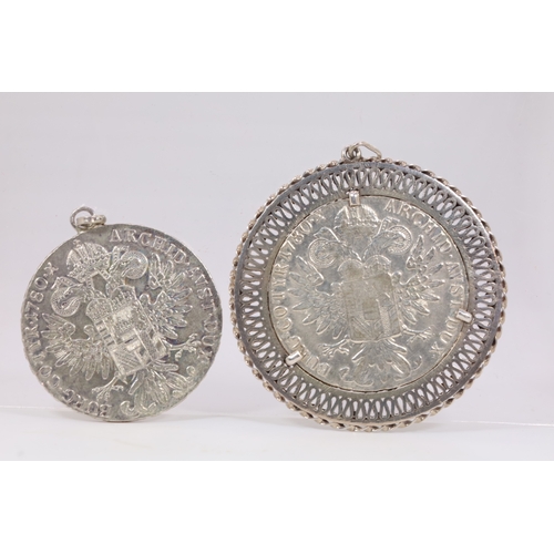 17 - 1780 Theresa mounted pendant coin and another similar