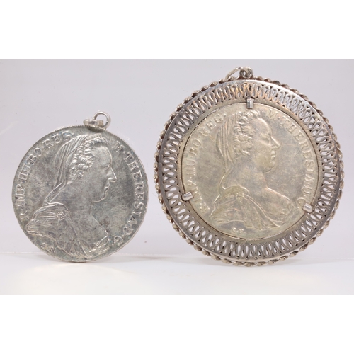 17 - 1780 Theresa mounted pendant coin and another similar