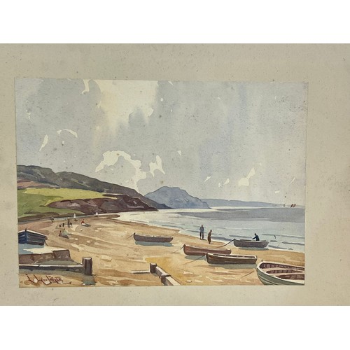 112 - Two early 20th century watercolours one of Salcombe the other of Charmouth, both signed illegible