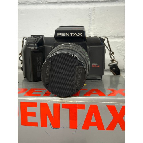 245 - Mamiya C330 professional TLR camera together with a Pentax SFX camera fitted with 28-50mm lens, empt... 