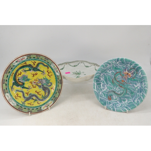 246 - Chinese dragon dish and two others