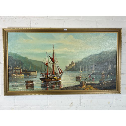 251 - W H Stockman oil on Canvas depicting Dartmouth harbour