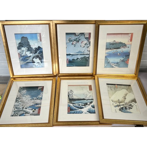 438 - Set of six framed Japanese prints