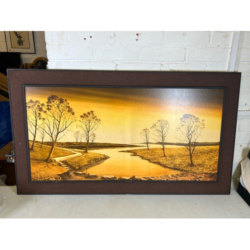 452 - Large retro framed print of woodlands