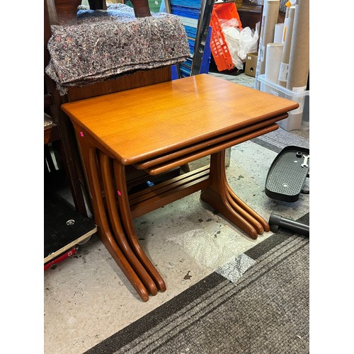 454 - Mid-century nest of tables  with removeable glass top to one