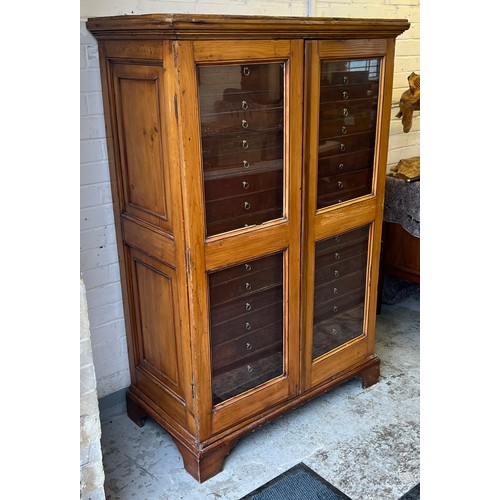 476 - Antique Pine butterfly/collectors cabinet fitted with mahogany drawers