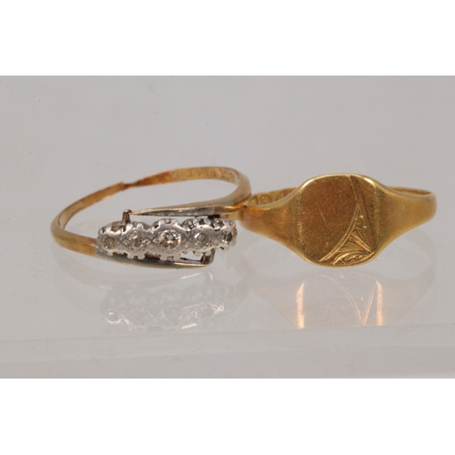 169 - Two 18ct gold rings (both cut) (approx. weight 3.8g)