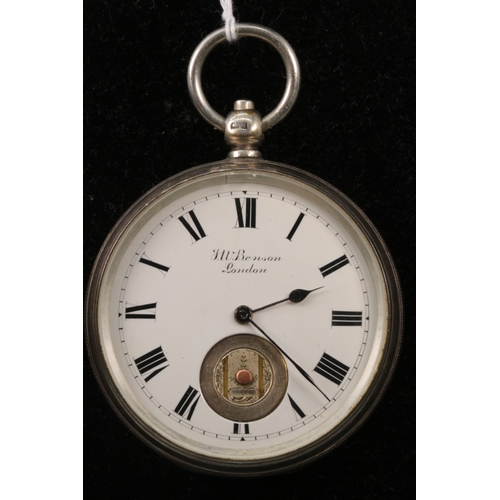 195 - W Benson Silver cased pocket watch