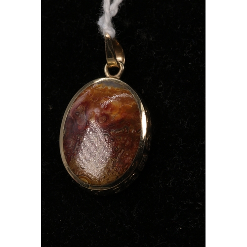 198 - 9ct Gold pendant with Jasper and Onyx front and back