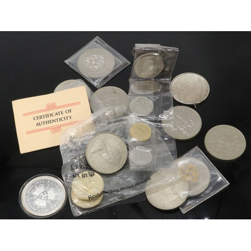 262 - Liberty coin 1928, Isle of Mann silver coin, commemorative crowns, silver 2 pound coins.