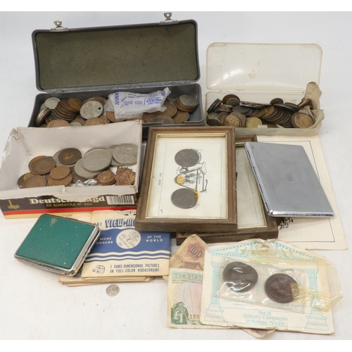 263 - A selection of assorted coins, 7 Wonders Viewmaster reels to include Monument Valley, Sequoia Nation... 