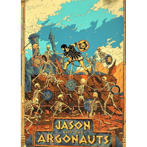 550 - A selection of assorted posters and artwork to include Jason and the Argonauts, Moon, the old neighb... 