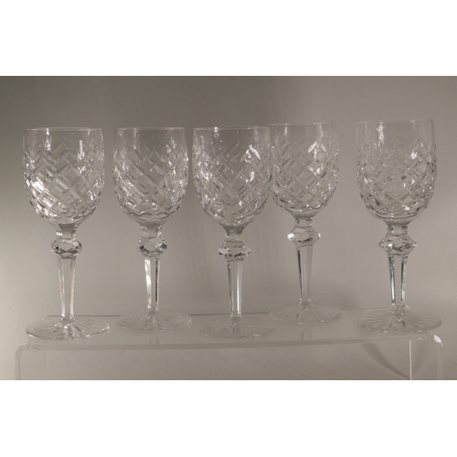 362 - Five Waterford Powers Court wine goblets approx. 20.5cm tall together with 5 Wine glasses 18cm tall