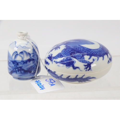 57A - Chinese porcelain pot and cover decorated dragon together with a miniature vase