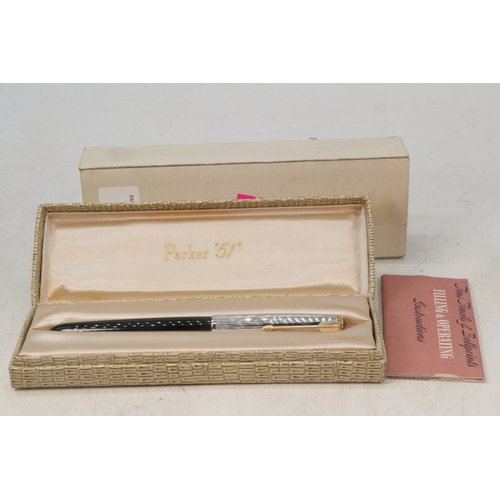 73 - 1950s/60s Parker 51 Aerometric fountain pen, fine nib, original box and instructions