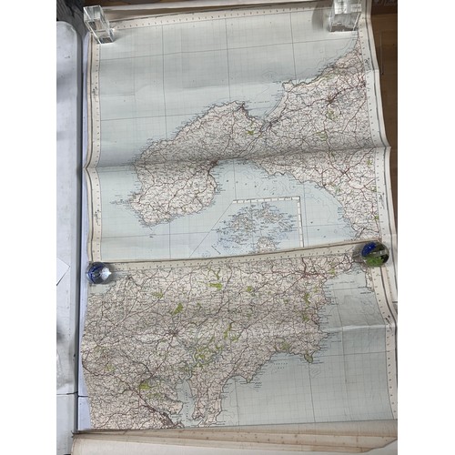 278 - selection of Rolled and Folded maps, to include the English Channel, sections of a UK map on texture... 