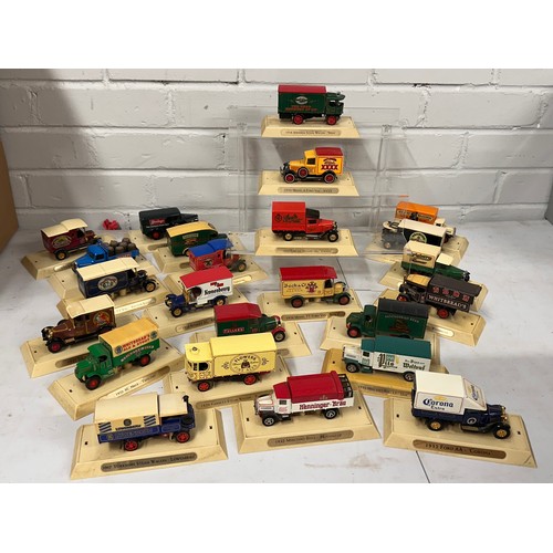 809 - A selection of Matchbox yesteryear diecast vehicle on plastic plinths mainly Brewery related