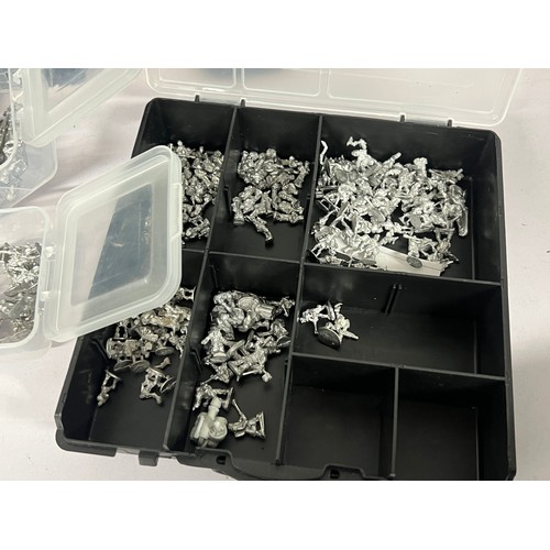 614 - Eighteen compartment organisers containing war gaming diecast figures, good mixture of unpainted and... 