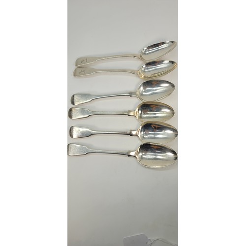 23A - 6 antique silver hall marked table spoons approx 420g