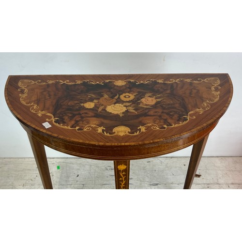 191 - A D shaped reproduction marquetry sewing box