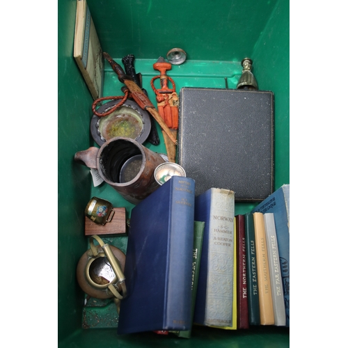 255 - A quantity of assorted sundries, onyx desk items, book, hand bell etc