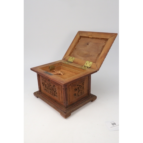 88 - Canton carved jewellery casket with inner tray