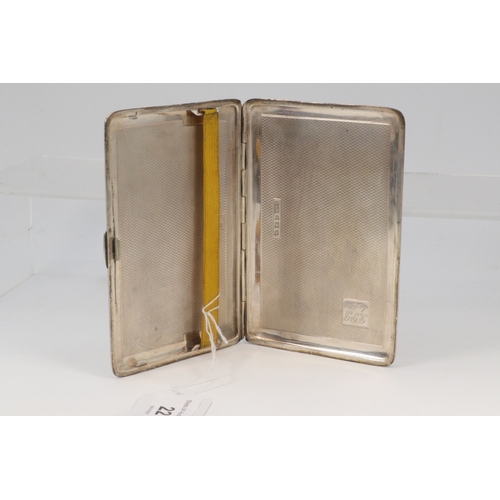 22 - Silver hallmarked cigarette case (weight approx. 190g)