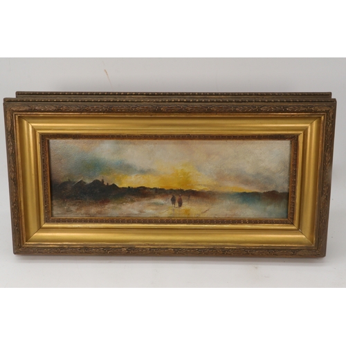 390 - Three unsigned landscape oil paintings (picture measures 29cm x 10cm)