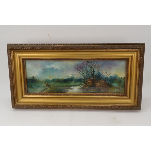 390 - Three unsigned landscape oil paintings (picture measures 29cm x 10cm)