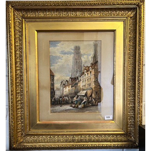 518 - Two gilt framed watercolours both believed to be Rouen in France unsigned in the manner Paul Marney ... 