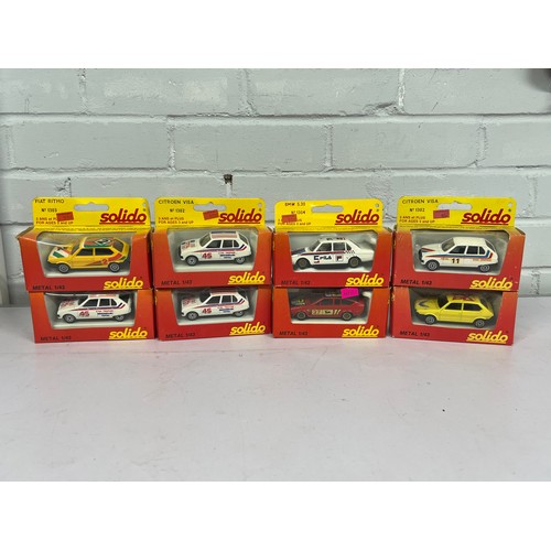 578 - Solido diecast vehicles to include Citroen Visa, BMW 530, Fiat Ritmo, all in Racing livery (8) all b... 