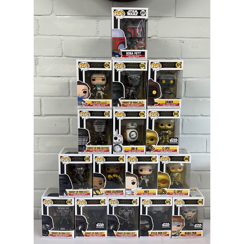 23 - 16 boxed Funko Pop Star Wars Knight of Ren (War Club) 332; Kylo Ren Supreme Leader 324 Smugglers Bou... 