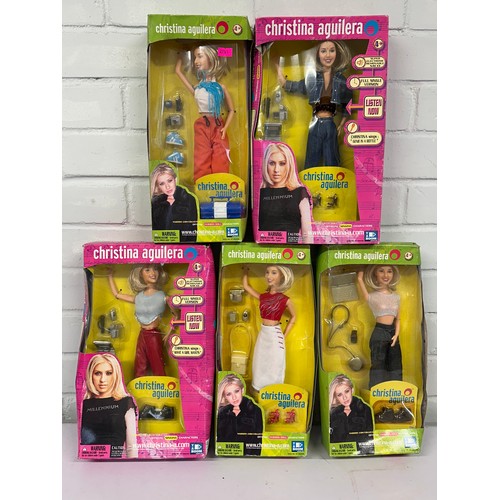 25 - Five boxed Christina Aguilera dolls