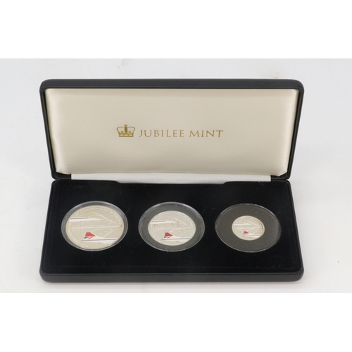 259 - Jubilee Mint cased three coin set The 40th anniversary of Concorde solid silver proof