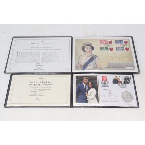 368 - Two Harrington and Byrne silver coin covers to include 2019 Queen Elizabeth II birthday, 2019 Royal ... 