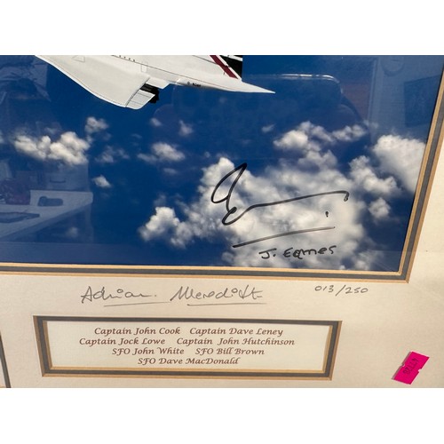 400 - Framed photograph signed by two of the original senior Concorde Captains John Eames, John Hutchinson... 