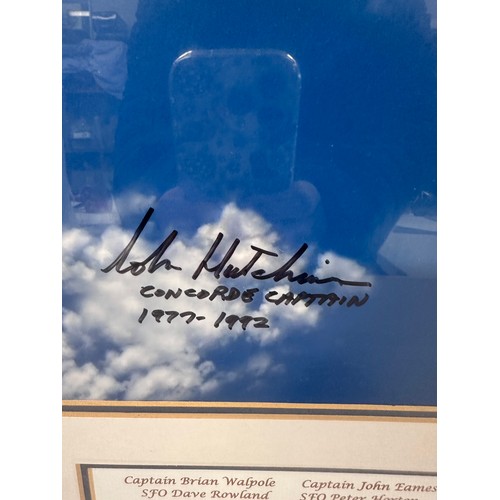 400 - Framed photograph signed by two of the original senior Concorde Captains John Eames, John Hutchinson... 