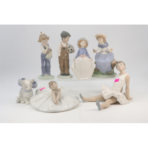 470 - A selection of Nao figurines to include Ballerinas, boy with football, cat etc