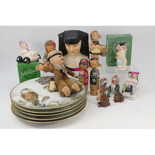 476 - A Nora Wellings sailor doll together with two oriental stacking wobble head dolls, Four Beswick Love... 