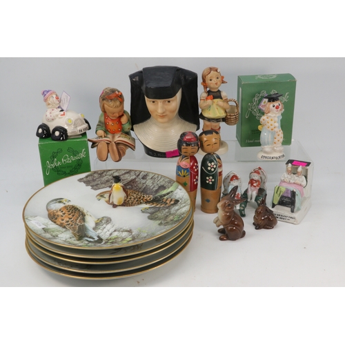 476 - A Nora Wellings sailor doll together with two oriental stacking wobble head dolls, Four Beswick Love... 