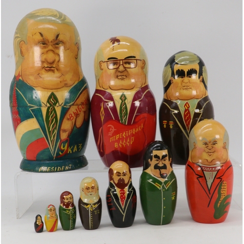 254 - Two Babushka Stacking dolls in the form of presidents