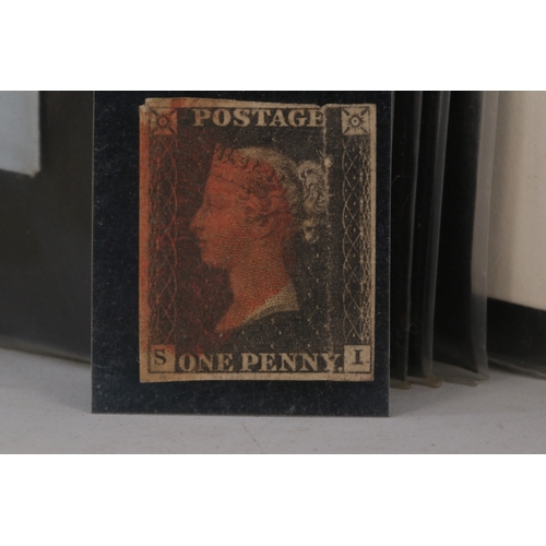 356 - 4 thin margin penny black with obliterated red cancellation together with a small selection of penny... 