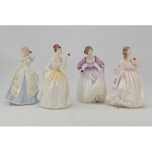 515 - Royal Doulton figurine Laura HN2960, Tender Moment HN3303, Flower of Love HN2460, and Ashley HN3420