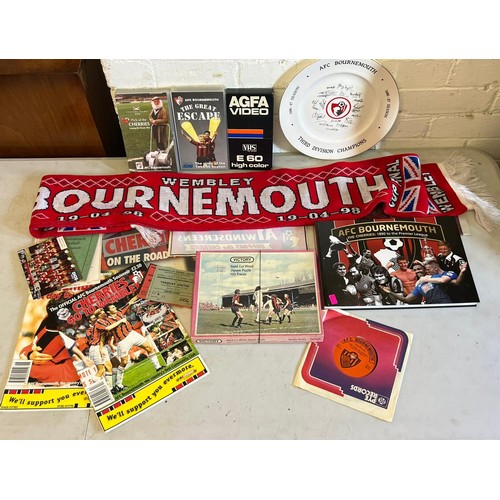 503 - AFC Bournemouth ephemera to include Third Dvisision Champions 1986-87 Season signed plate together w... 