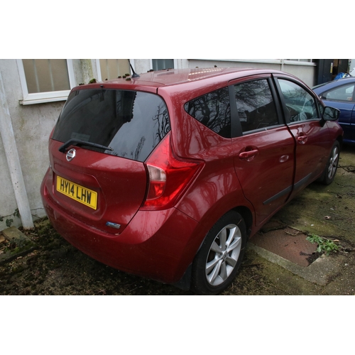 1 - Nissan Note 5-door hatchback HY14 LHW, two sets of keys, No V5 form, the battery is flat.
Last MOT 3... 