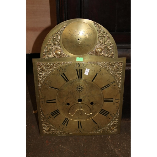 37 - Grandfather clock by John Bates of Atherstone  includes treated carcass, mechanism, face, hands and ... 