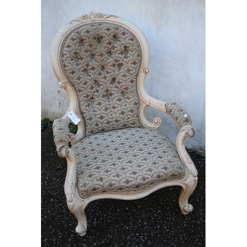 77 - French balloon back cream painted chair